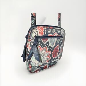 Vera Bradley NOMADIC FLORAL Mini Hipster Crossbody Purse 6 x 7.5 Gray Orange